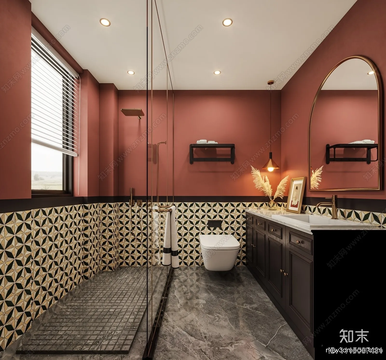 Bathroom - WC - Restroom - 3D Interior Scene - Modern Style - 022