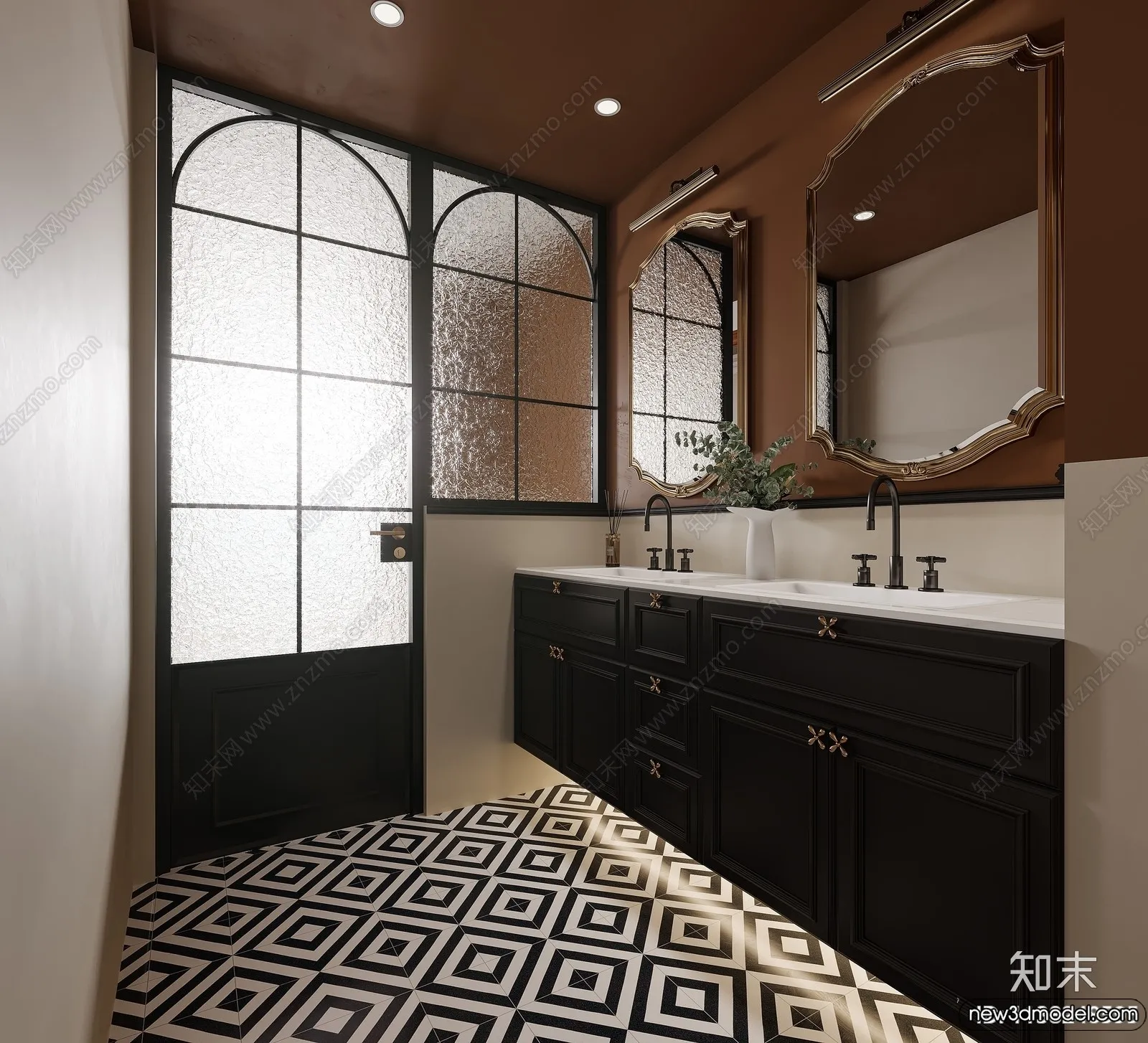 Bathroom - WC - Restroom - 3D Interior Scene - Modern Style - 023