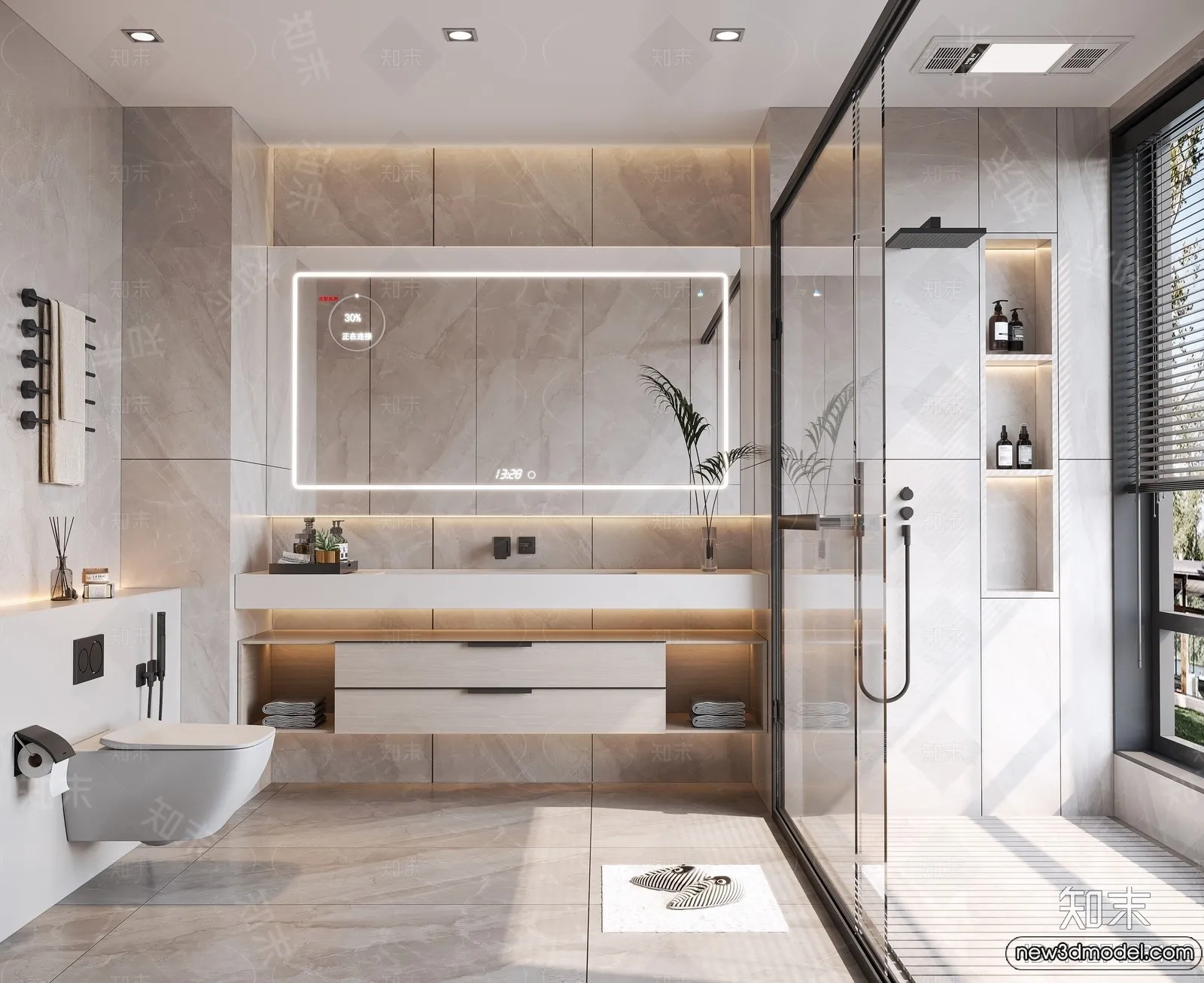 Bathroom - WC - Restroom - 3D Interior Scene - Modern Style - 024