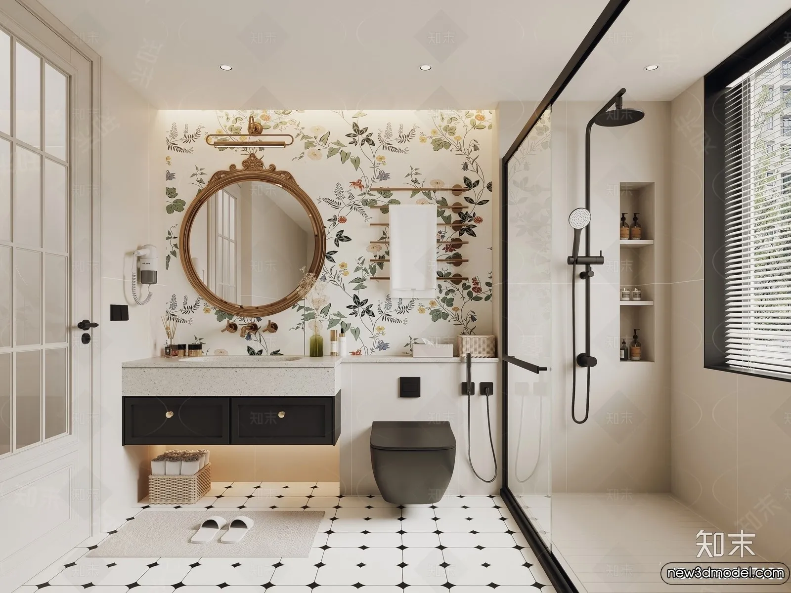 Bathroom - WC - Restroom - 3D Interior Scene - Modern Style - 026