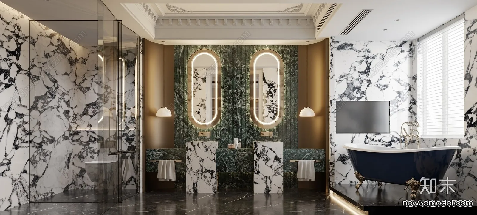 Bathroom - WC - Restroom - 3D Interior Scene - Modern Style - 030