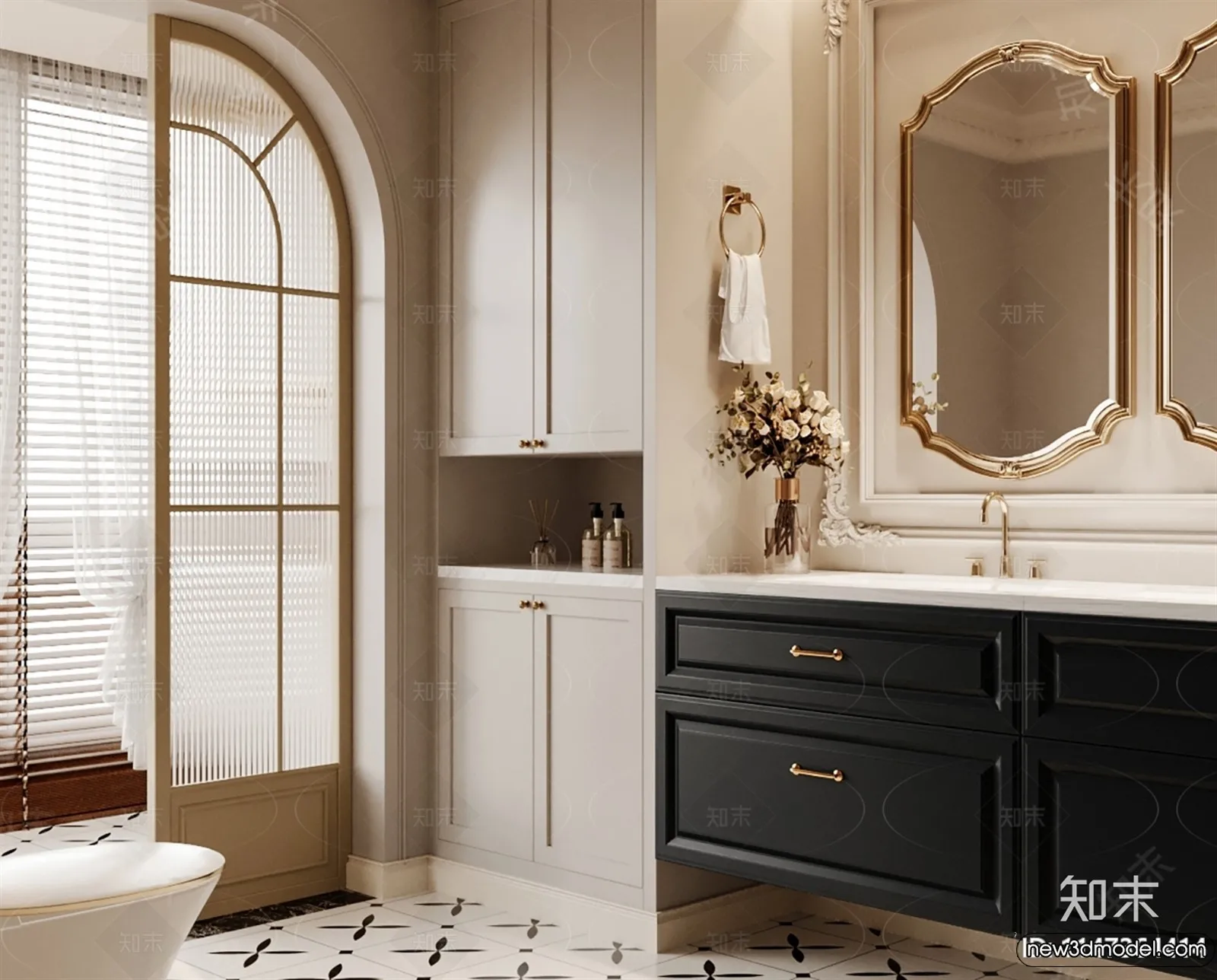 Bathroom - WC - Restroom - 3D Interior Scene - Modern Style - 031