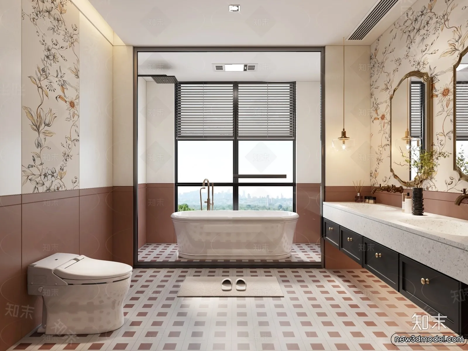 Bathroom - WC - Restroom - 3D Interior Scene - Modern Style - 032