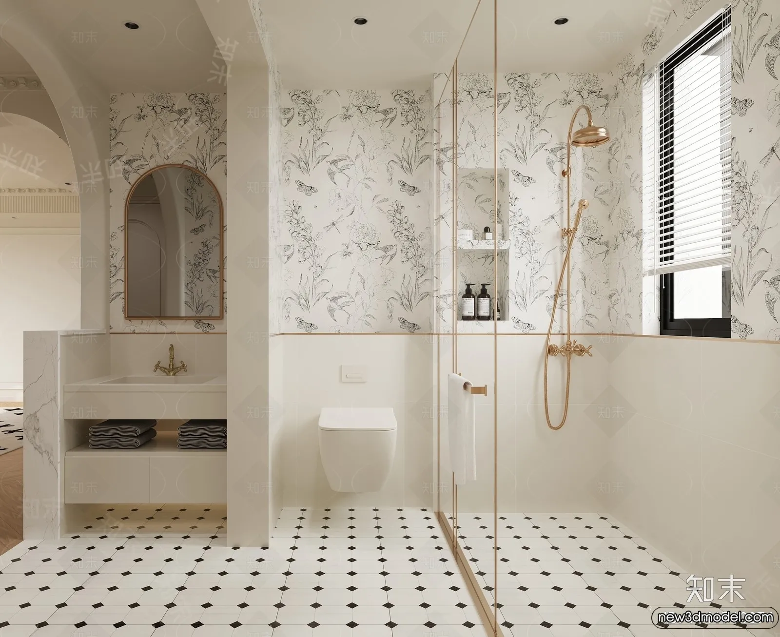 Bathroom - WC - Restroom - 3D Interior Scene - Modern Style - 034