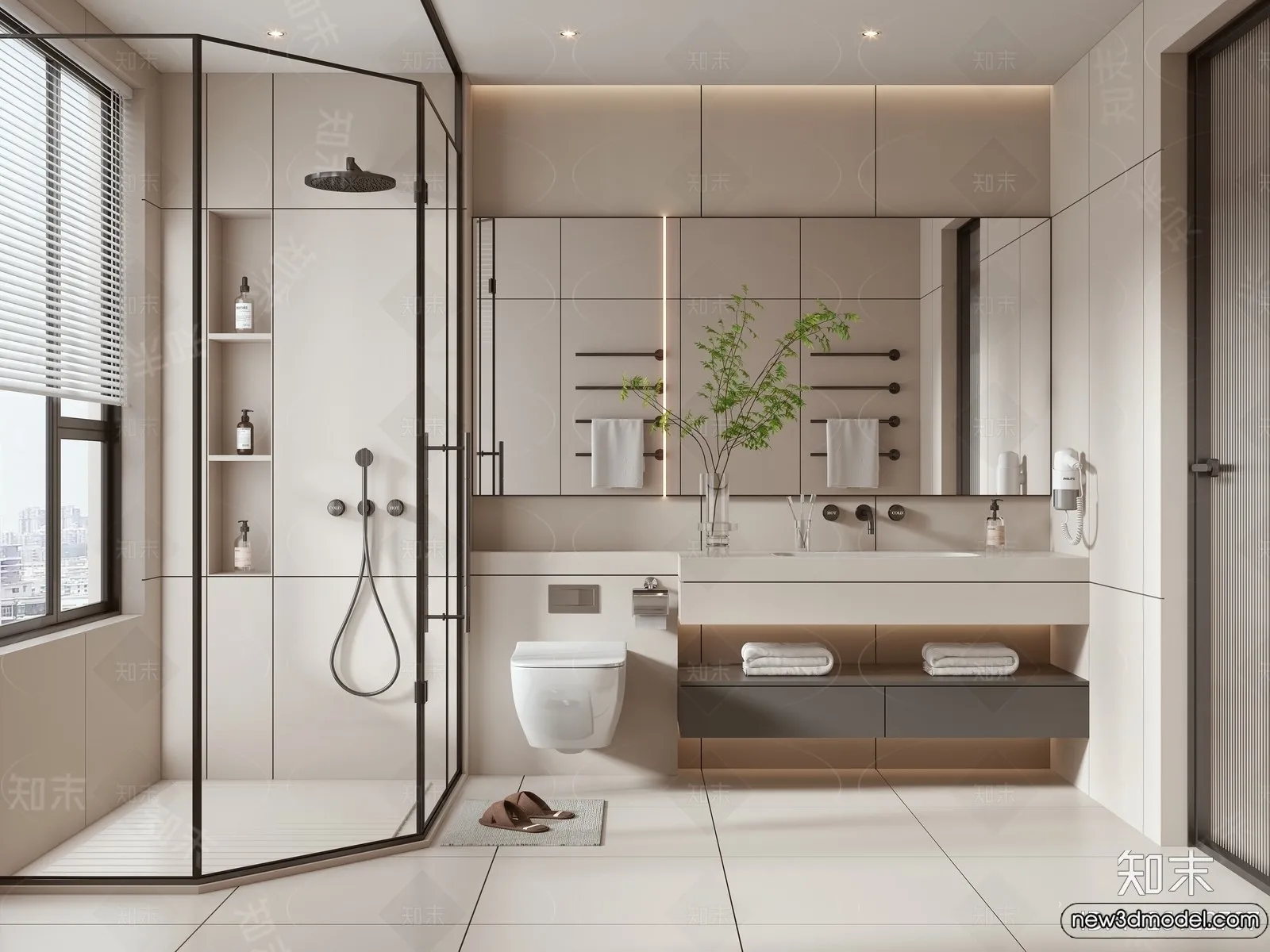Bathroom - WC - Restroom - 3D Interior Scene - Modern Style - 035