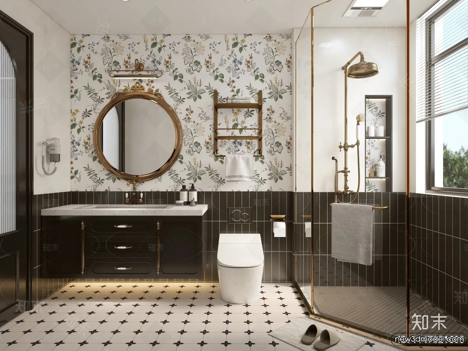 Bathroom - WC - Restroom - 3D Interior Scene - Modern Style - 036