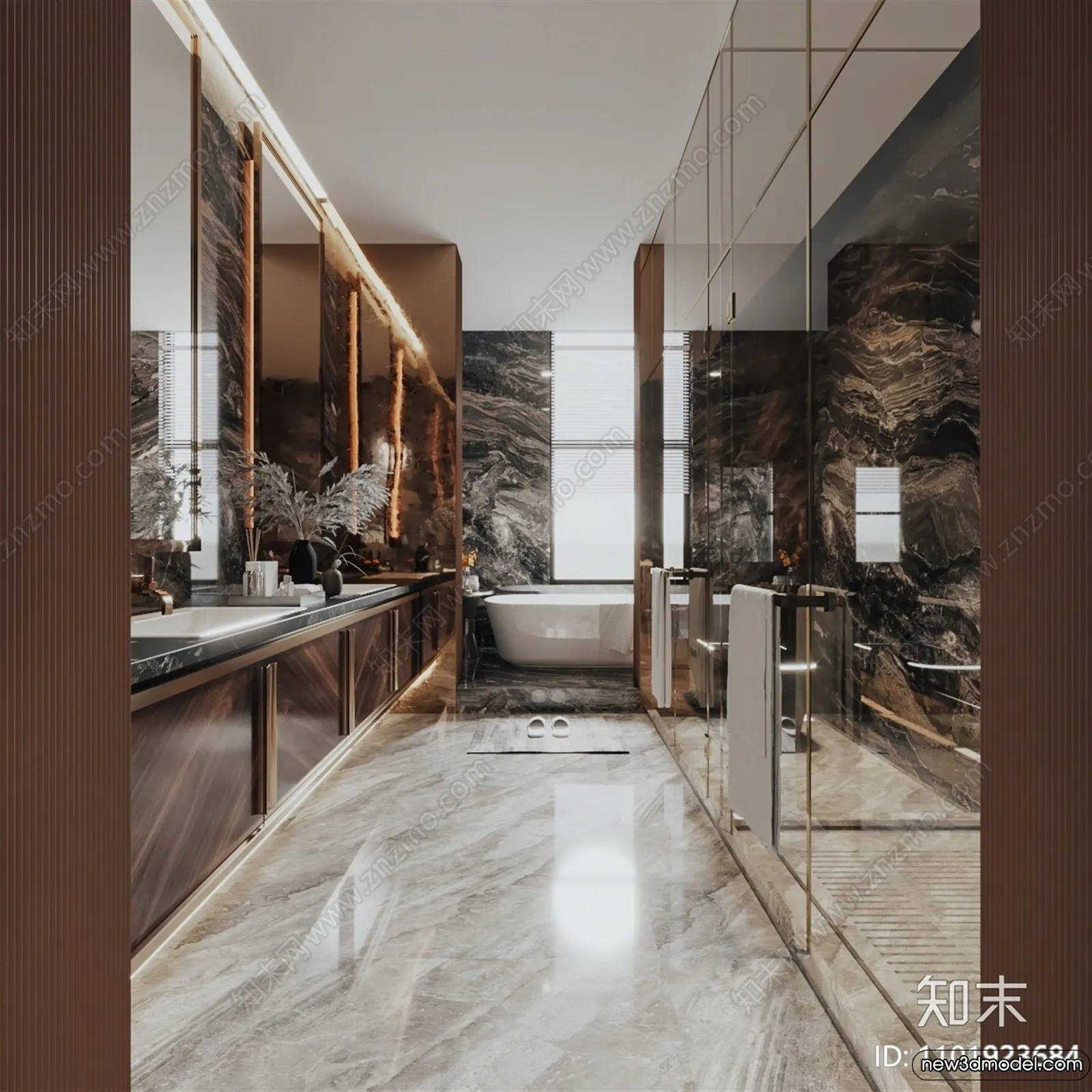 Bathroom - WC - Restroom - 3D Interior Scene - Modern Style - 039