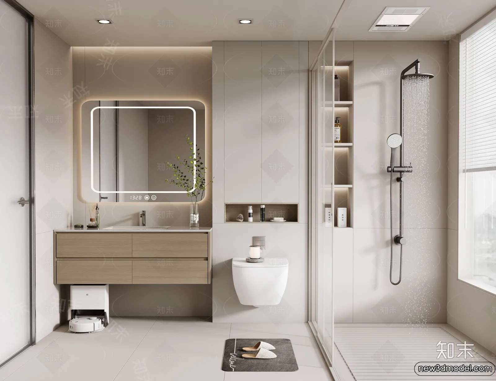 Bathroom - WC - Restroom - 3D Interior Scene - Modern Style - 040