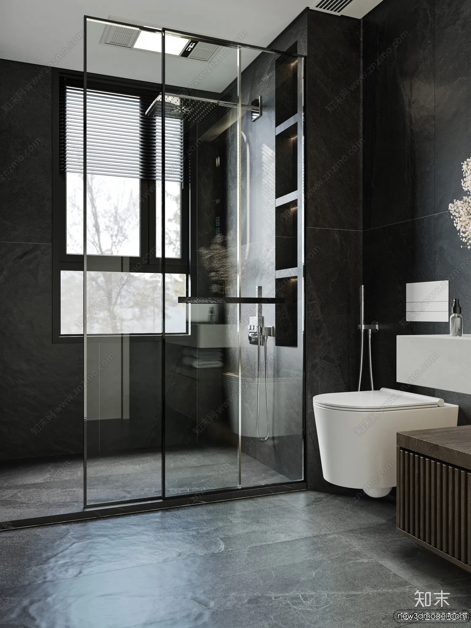 Bathroom - WC - Restroom - 3D Interior Scene - Modern Style - 041