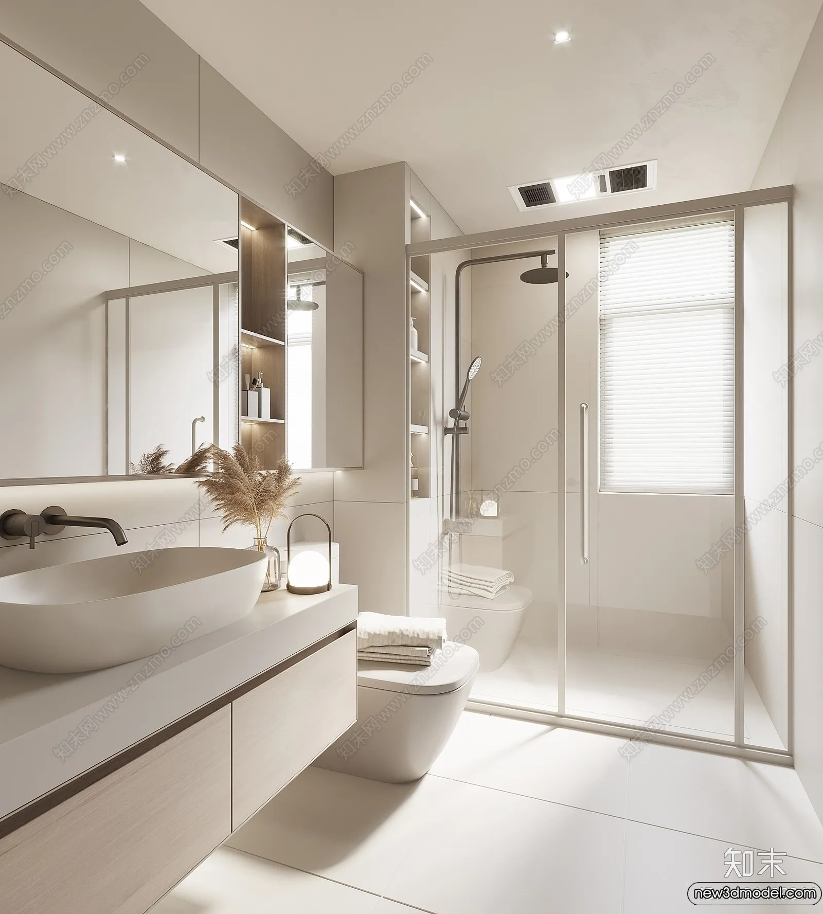 Bathroom - WC - Restroom - 3D Interior Scene - Modern Style - 042