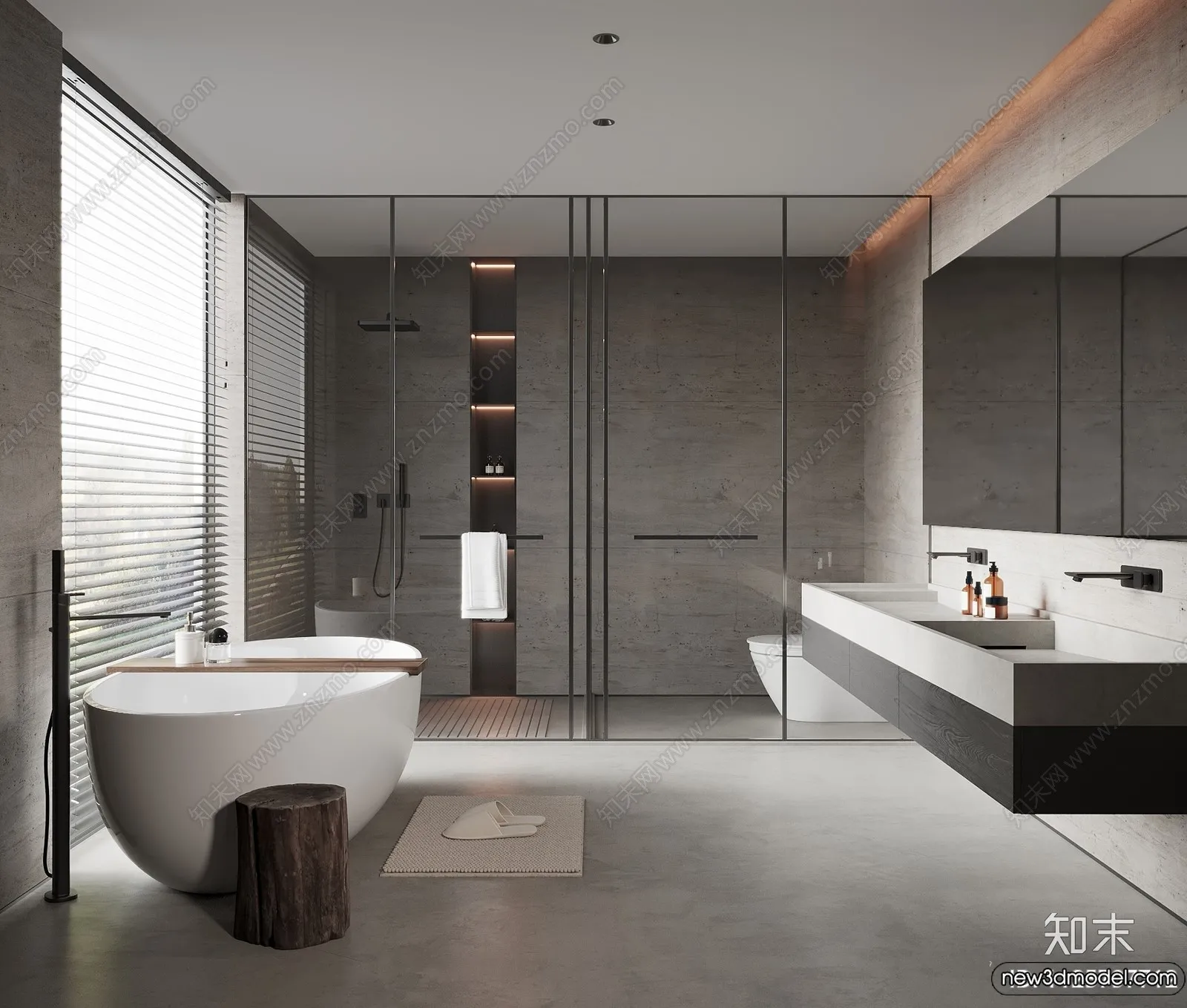 Bathroom - WC - Restroom - 3D Interior Scene - Modern Style - 043