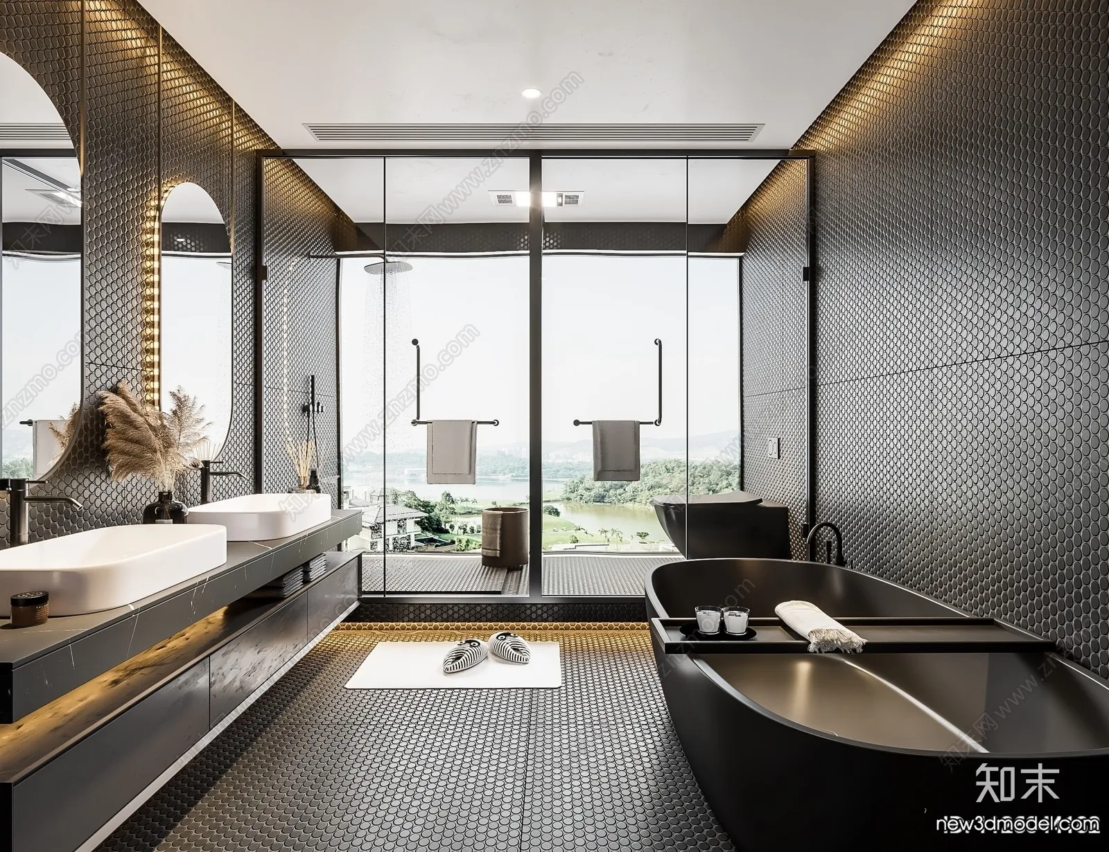 Bathroom - WC - Restroom - 3D Interior Scene - Modern Style - 045