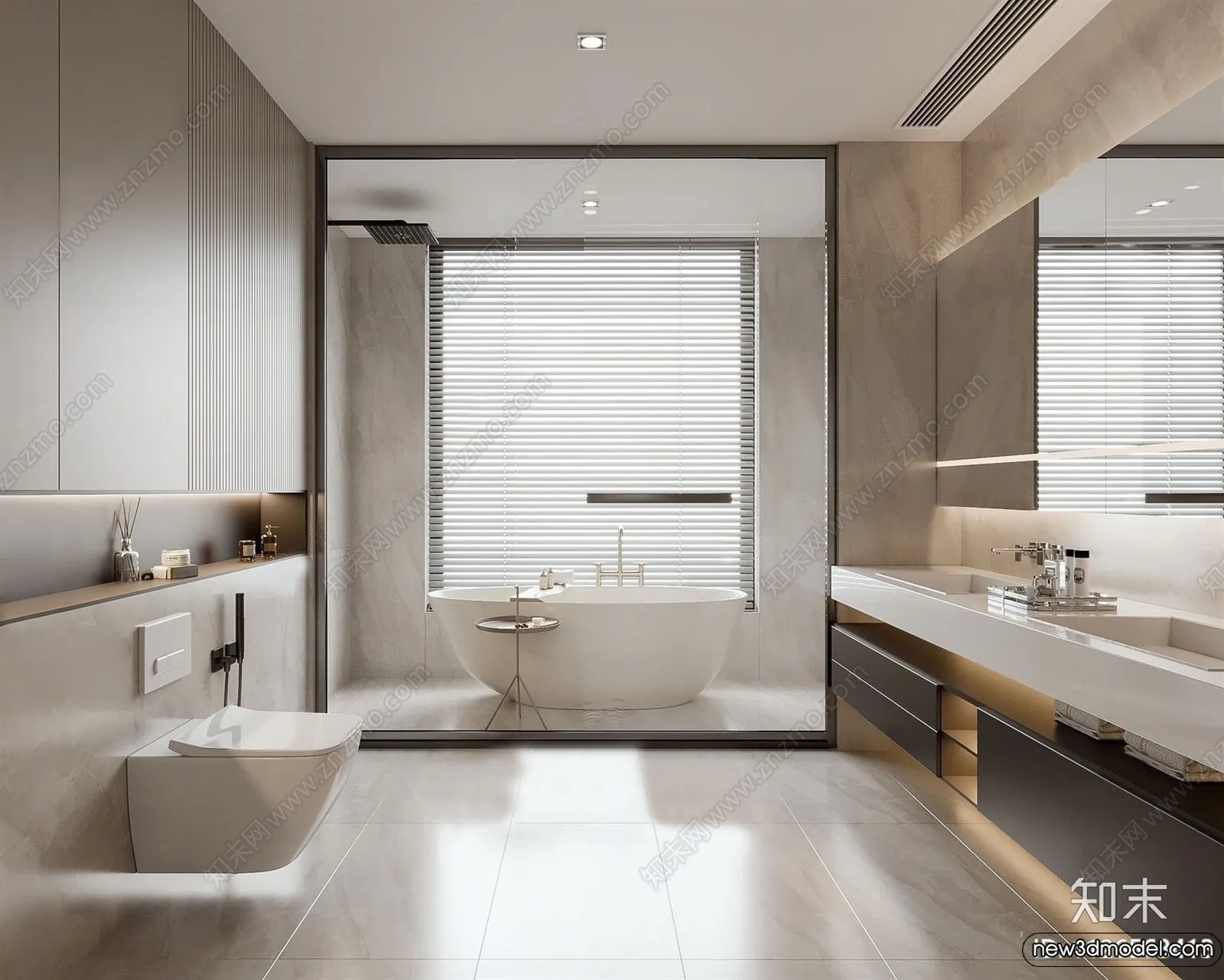 Bathroom - WC - Restroom - 3D Interior Scene - Modern Style - 046