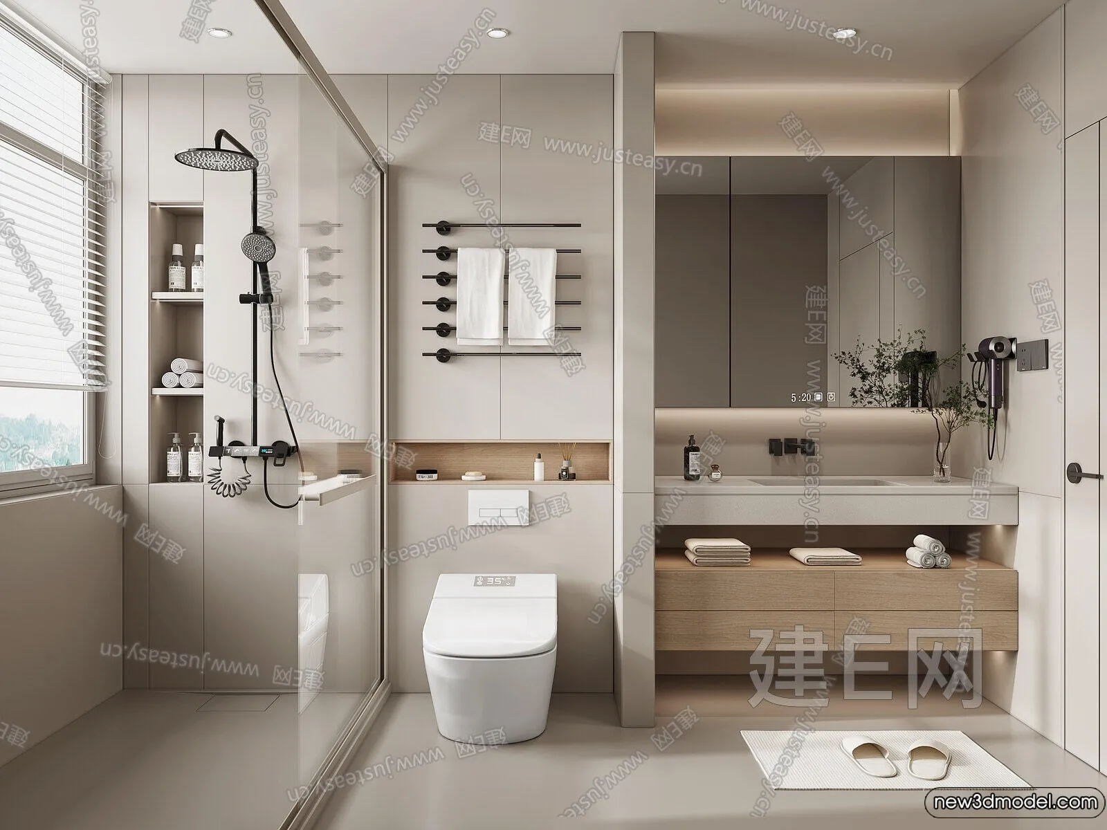 Bathroom - WC - Restroom - 3D Interior Scene - Modern Style - 047