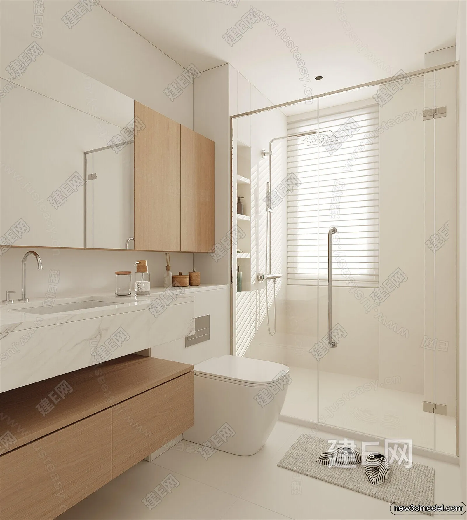 Bathroom - WC - Restroom - 3D Interior Scene - Modern Style - 048