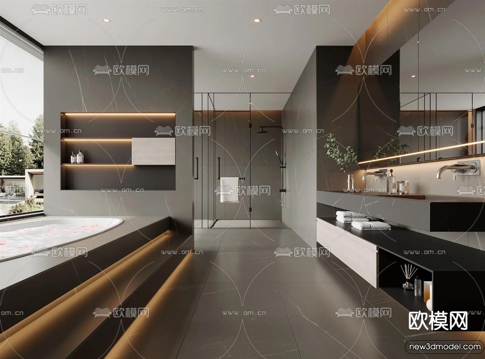 Bathroom - WC - Restroom - 3D Interior Scene - Modern Style - 049