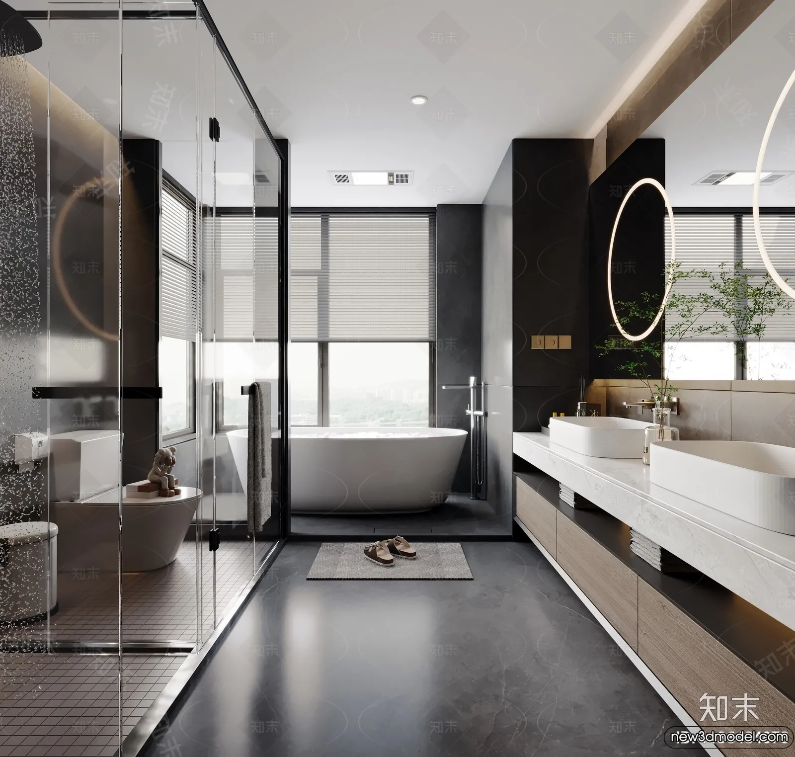 Bathroom - WC - Restroom - 3D Interior Scene - Modern Style - 051