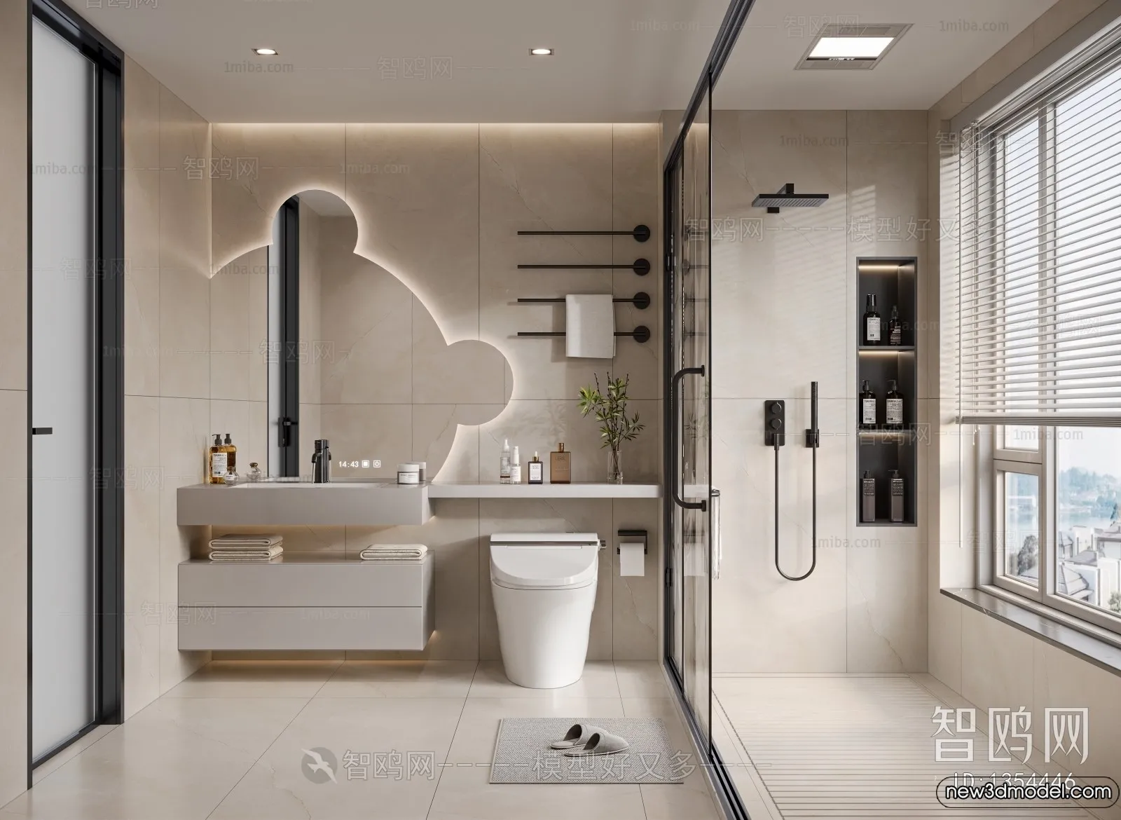 Bathroom - WC - Restroom - 3D Interior Scene - Modern Style - 053