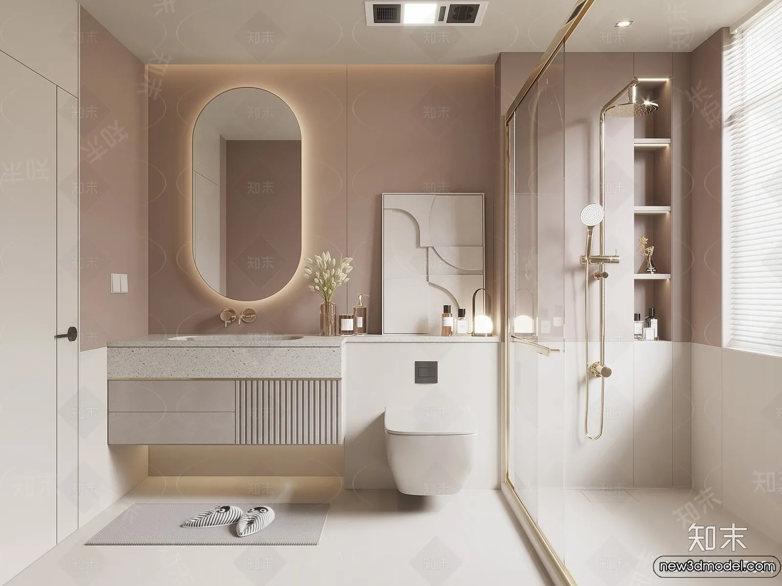 Bathroom - WC - Restroom - 3D Interior Scene - Modern Style - 054