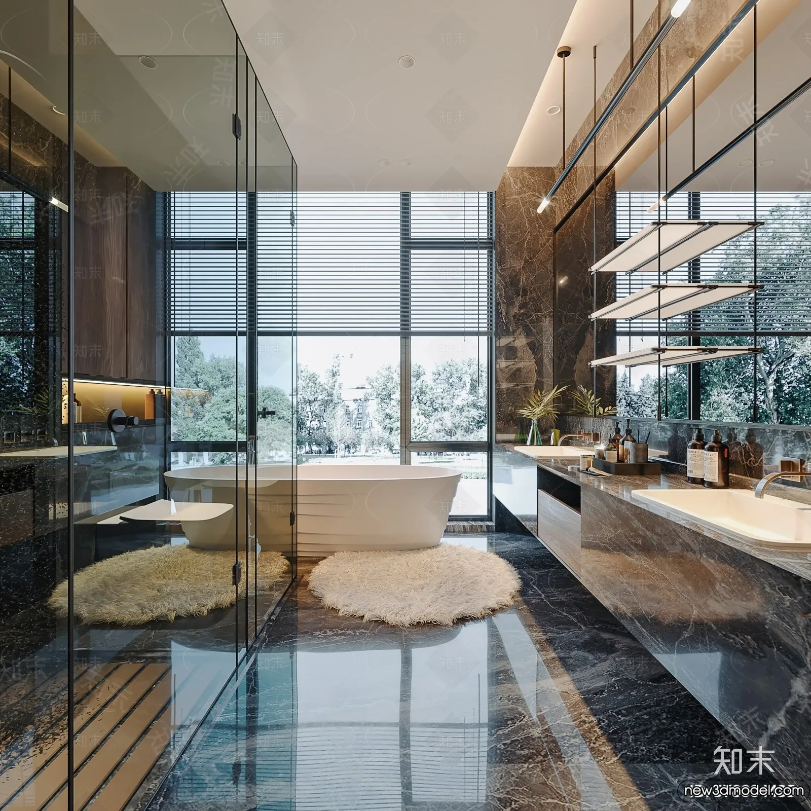 Bathroom - WC - Restroom - 3D Interior Scene - Modern Style - 058