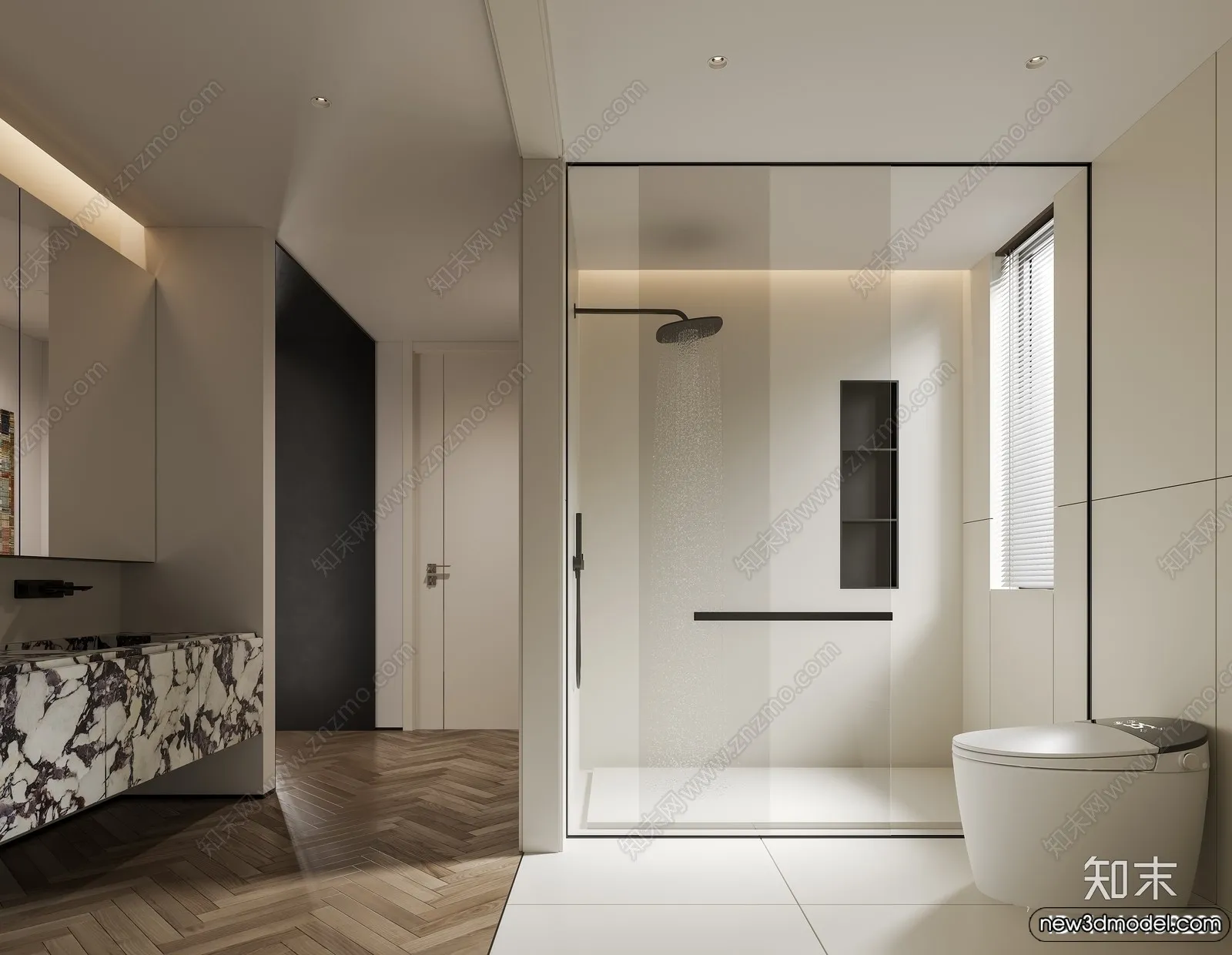 Bathroom - WC - Restroom - 3D Interior Scene - Modern Style - 059