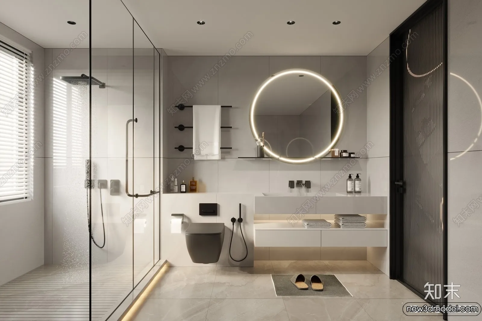 Bathroom - WC - Restroom - 3D Interior Scene - Modern Style - 062
