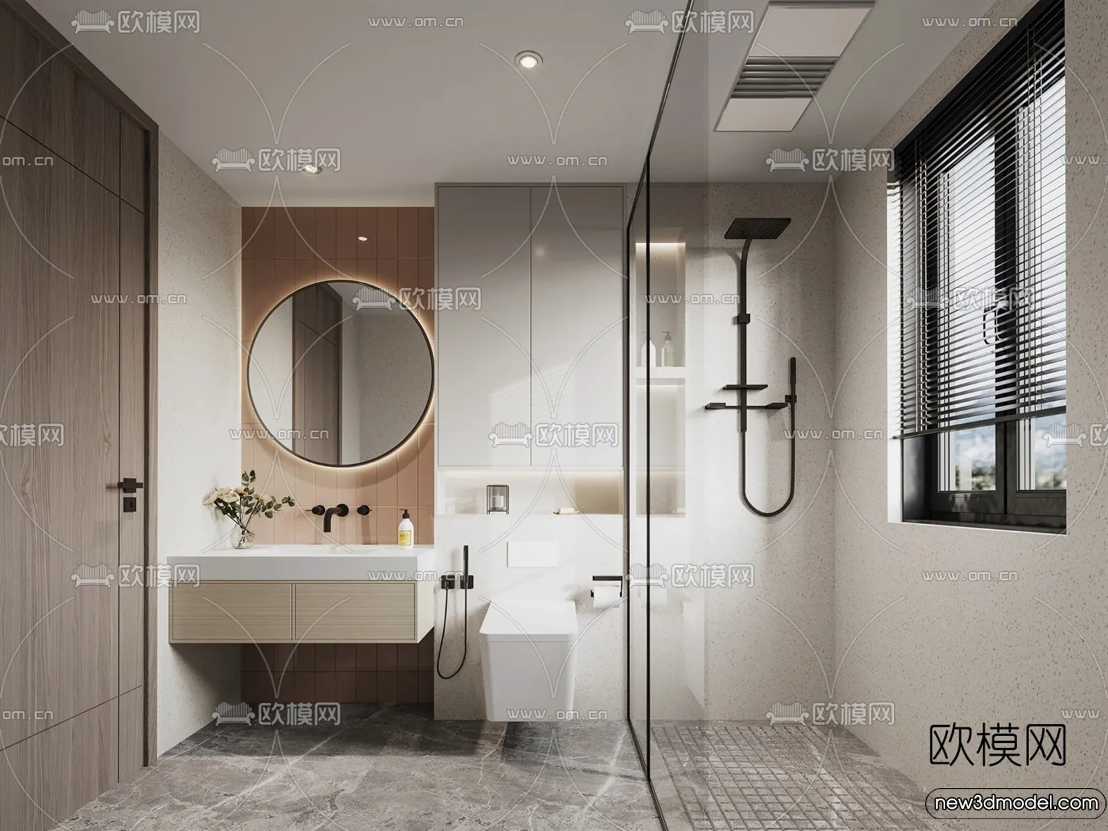 Bathroom - WC - Restroom - 3D Interior Scene - Modern Style - 063