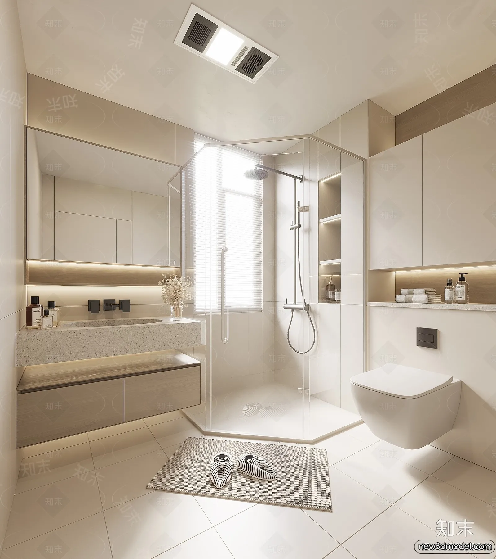 Bathroom - WC - Restroom - 3D Interior Scene - Modern Style - 064