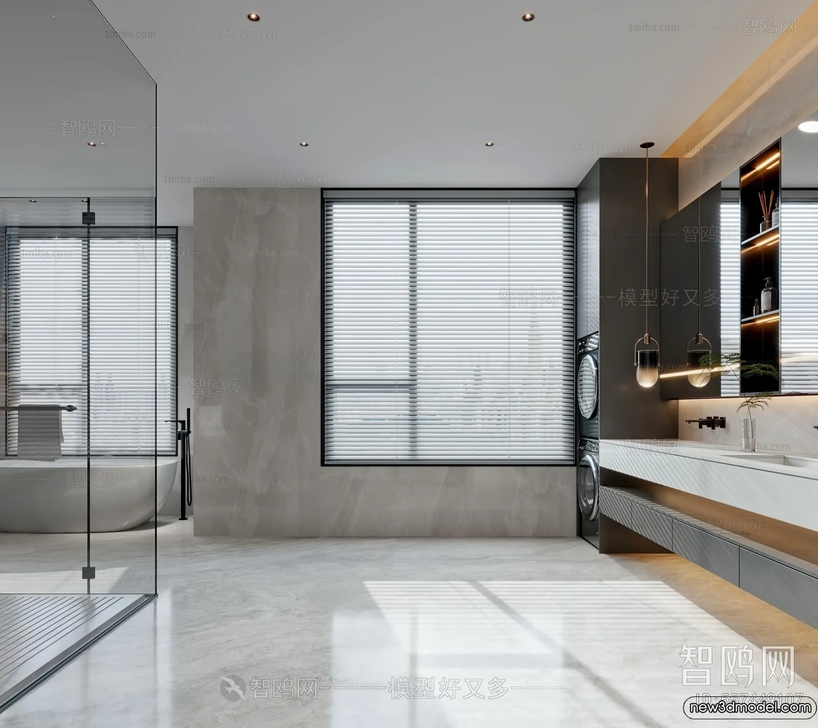 Bathroom - WC - Restroom - 3D Interior Scene - Modern Style - 065