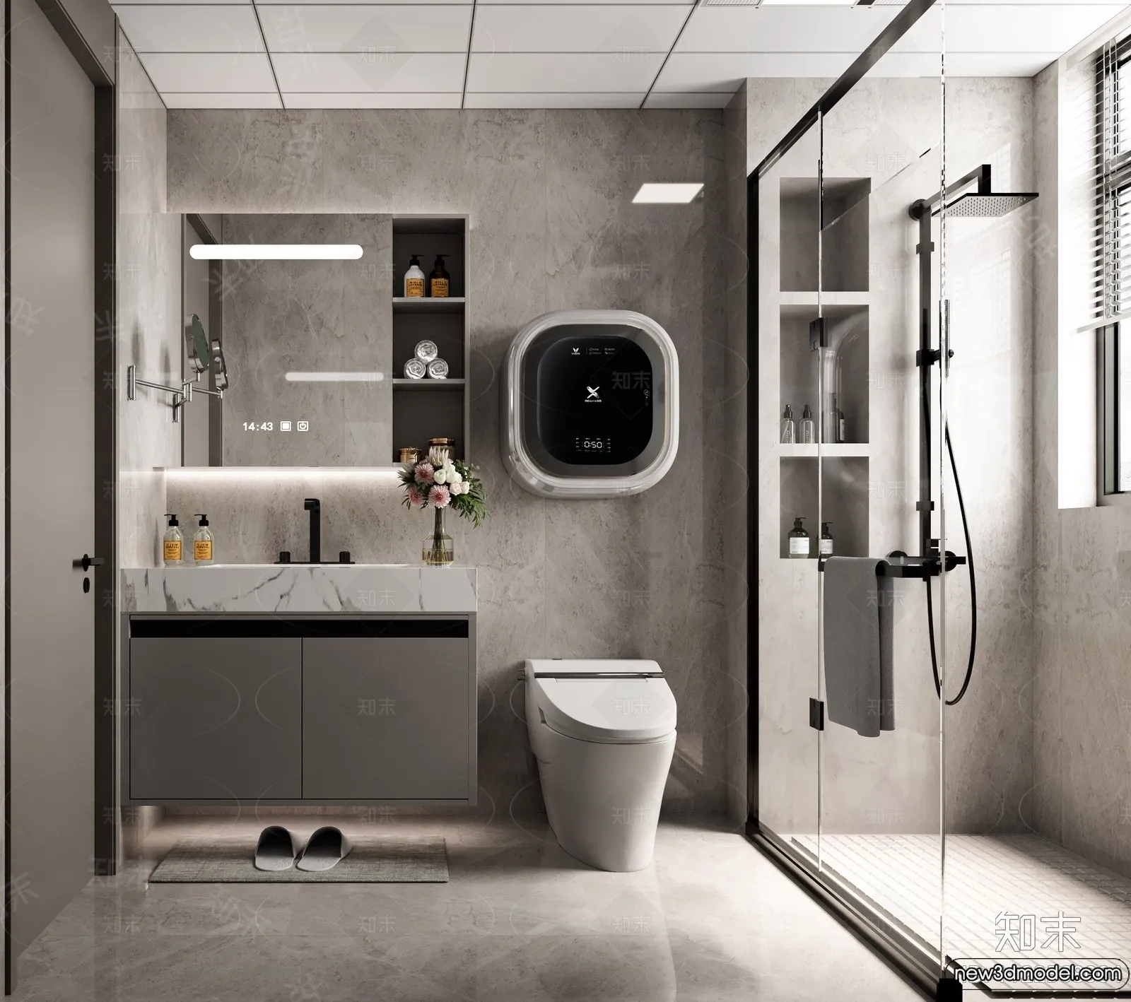Bathroom - WC - Restroom - 3D Interior Scene - Modern Style - 066