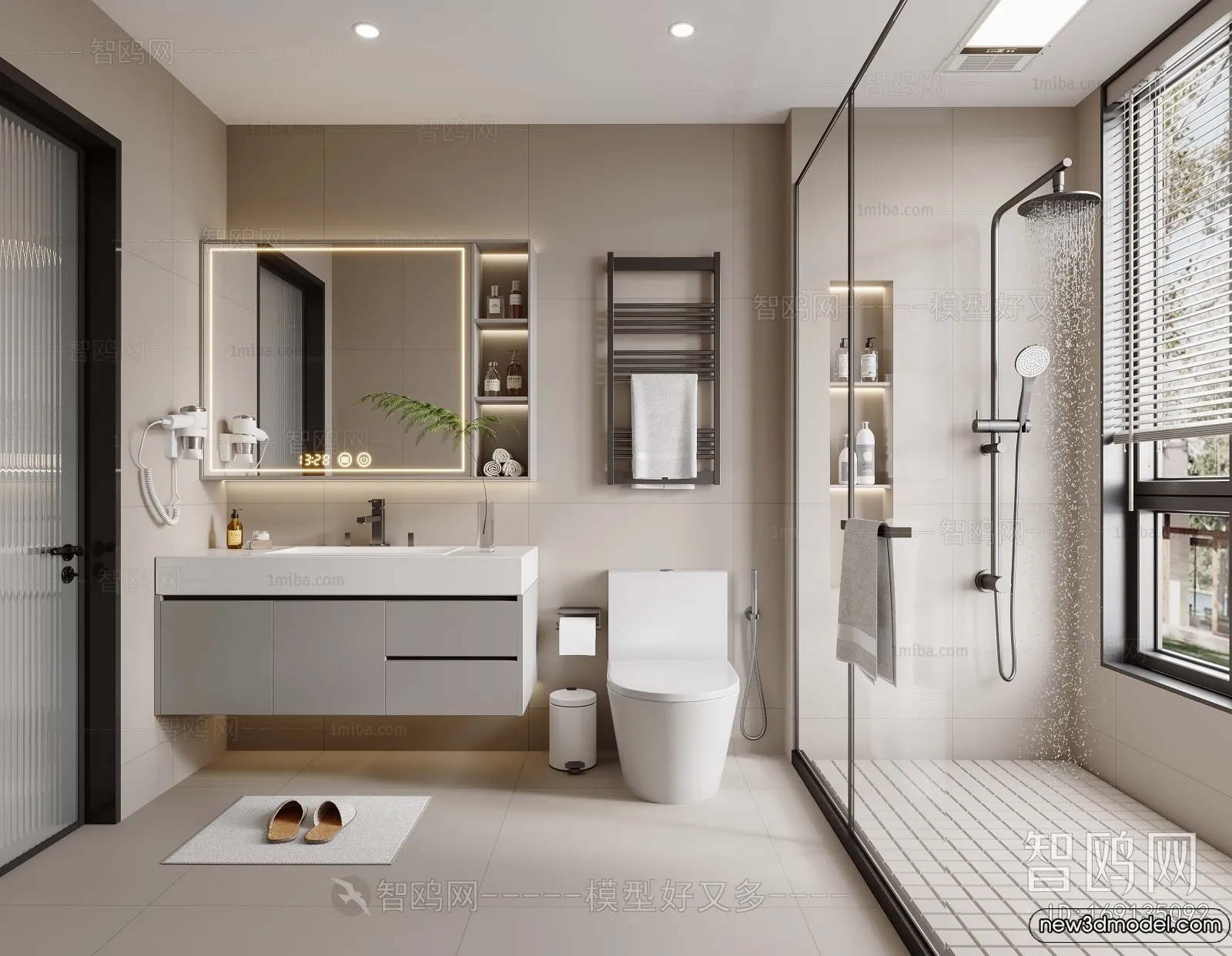 Bathroom - WC - Restroom - 3D Interior Scene - Modern Style - 067