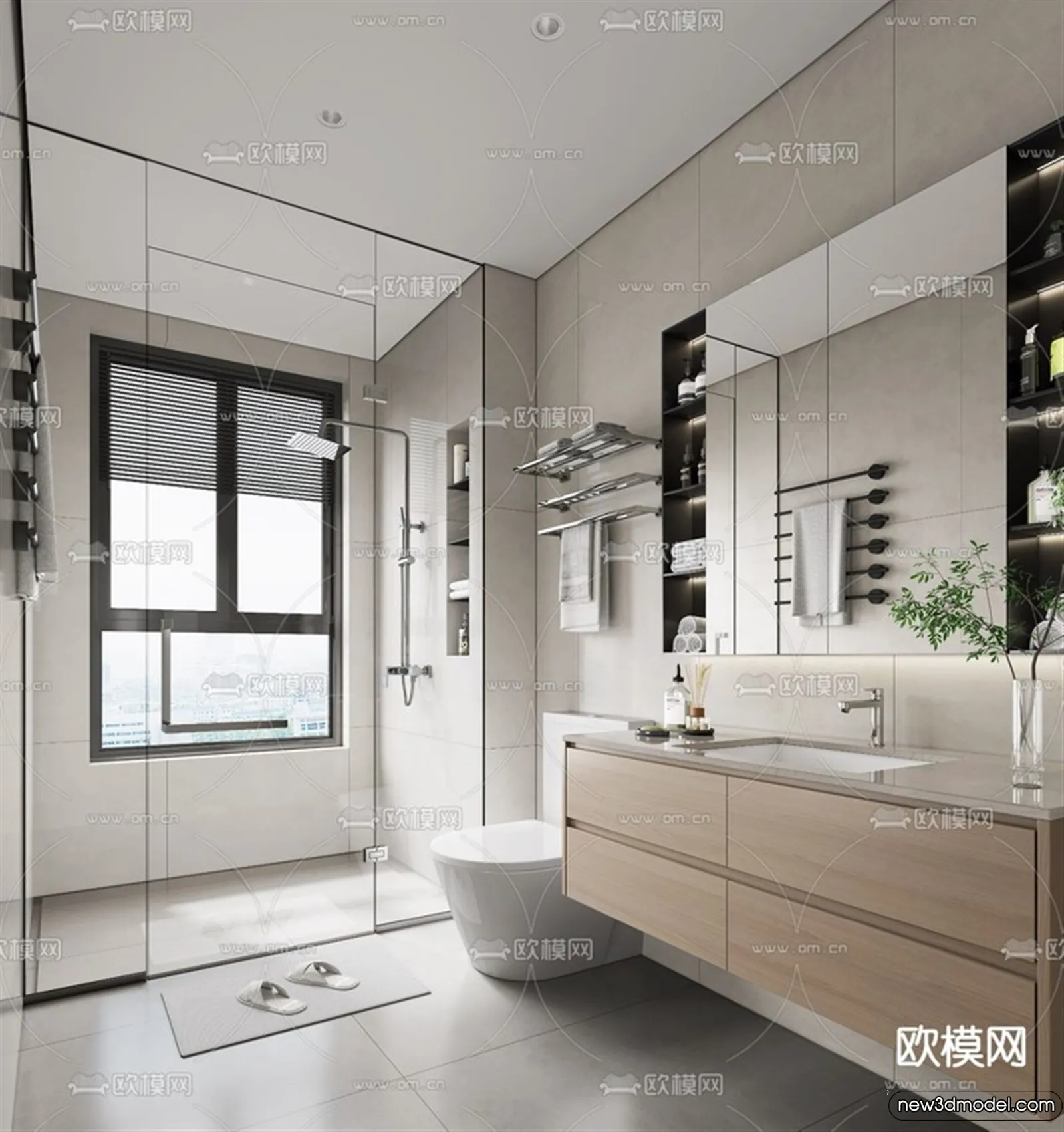 Bathroom - WC - Restroom - 3D Interior Scene - Modern Style - 068