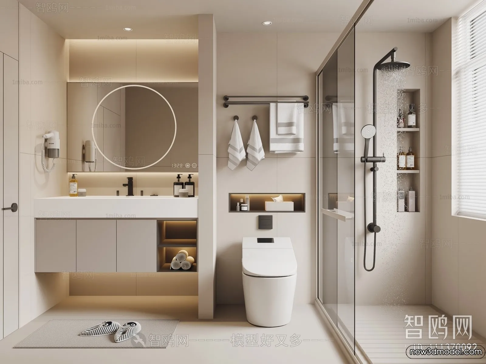 Bathroom - WC - Restroom - 3D Interior Scene - Modern Style - 069