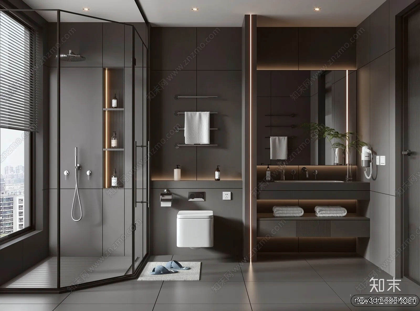 Bathroom - WC - Restroom - 3D Interior Scene - Modern Style - 071