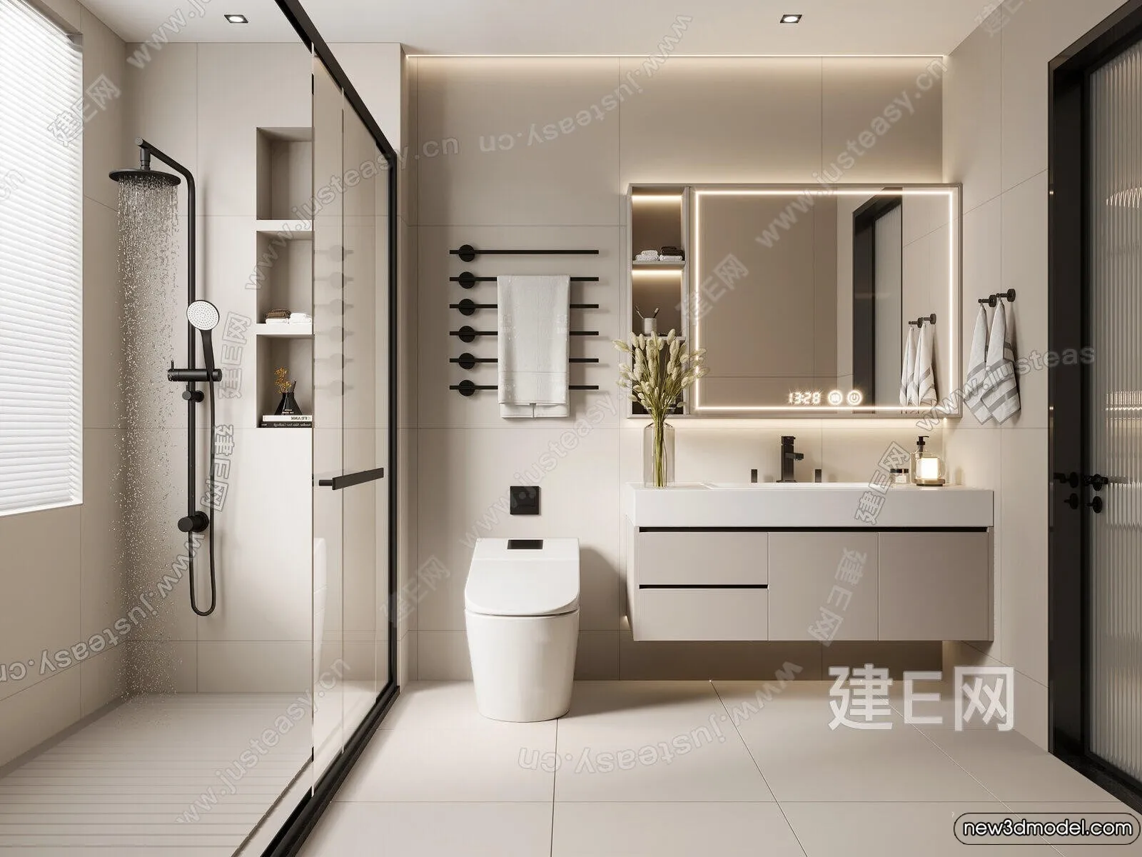 Bathroom - WC - Restroom - 3D Interior Scene - Modern Style - 072