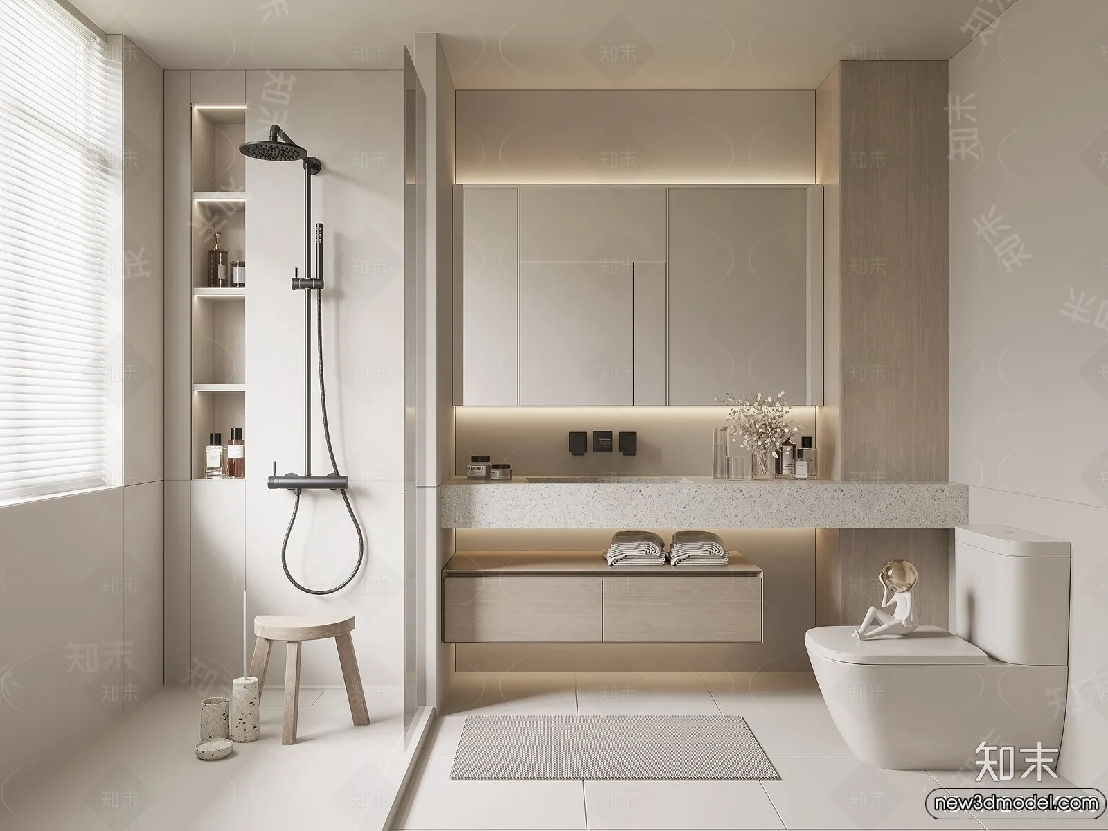 Bathroom - WC - Restroom - 3D Interior Scene - Modern Style - 075