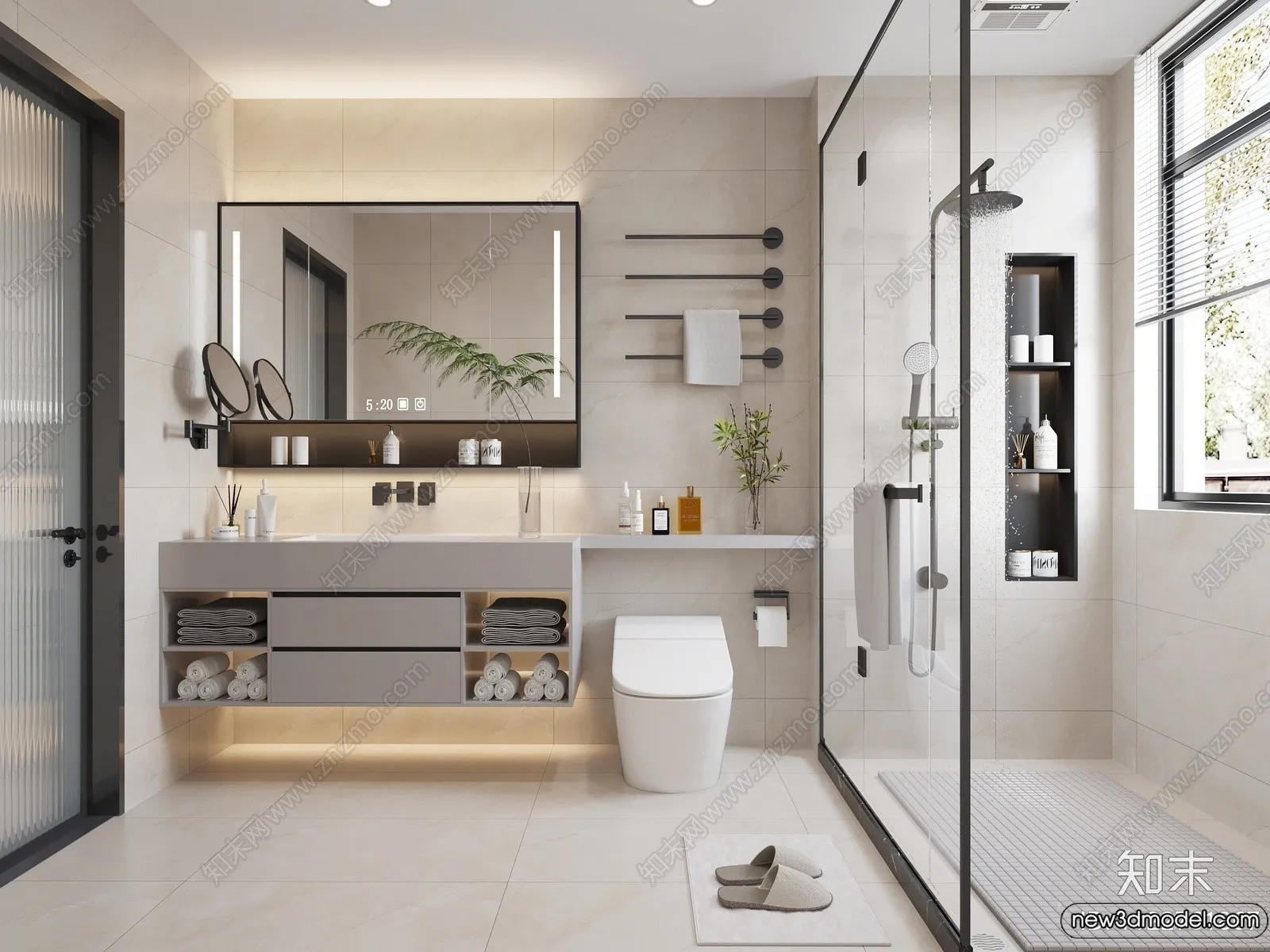 Bathroom - WC - Restroom - 3D Interior Scene - Modern Style - 076