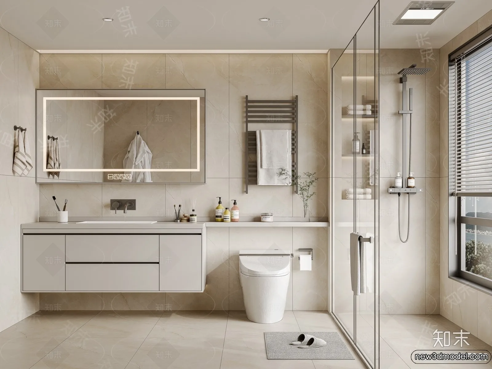 Bathroom - WC - Restroom - 3D Interior Scene - Modern Style - 077