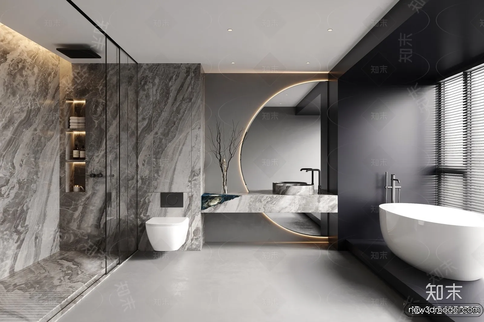Bathroom - WC - Restroom - 3D Interior Scene - Modern Style - 079