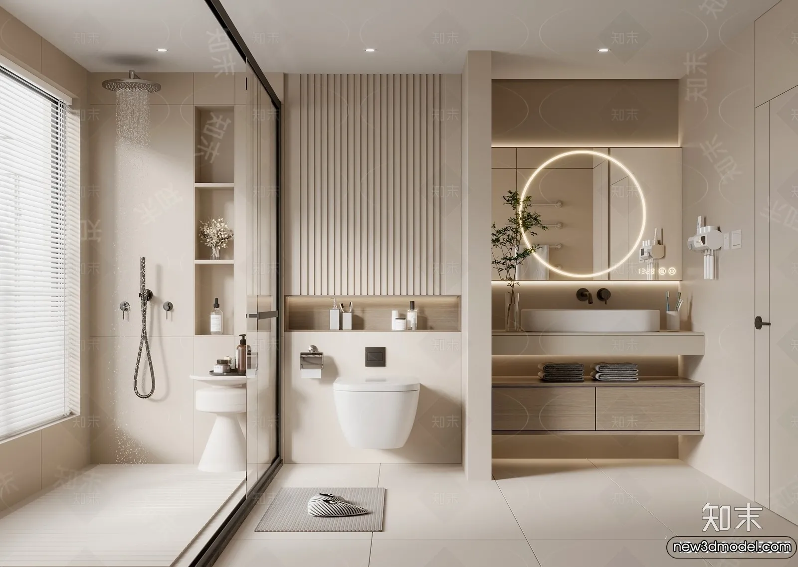 Bathroom - WC - Restroom - 3D Interior Scene - Modern Style - 081