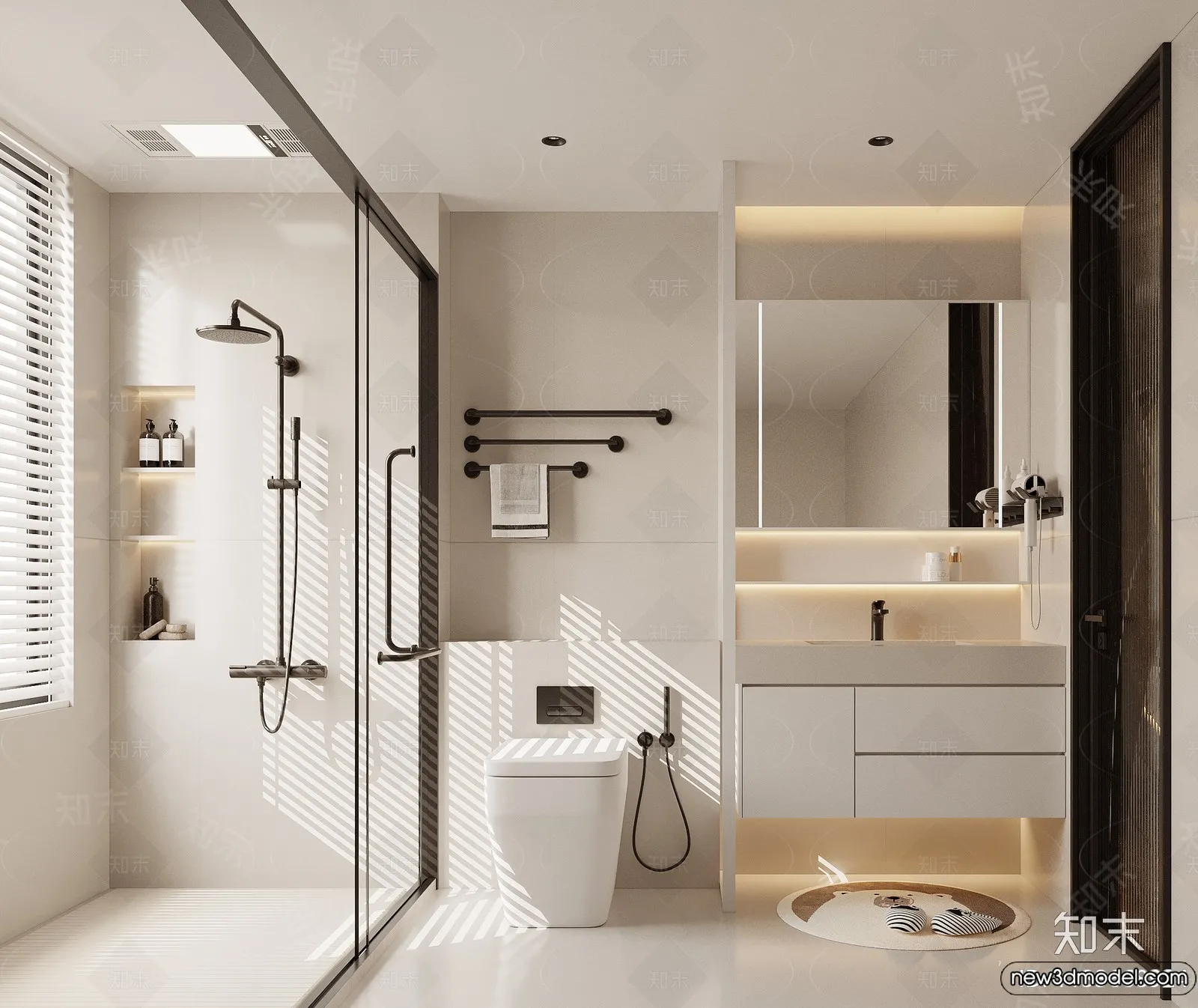 Bathroom - WC - Restroom - 3D Interior Scene - Modern Style - 082