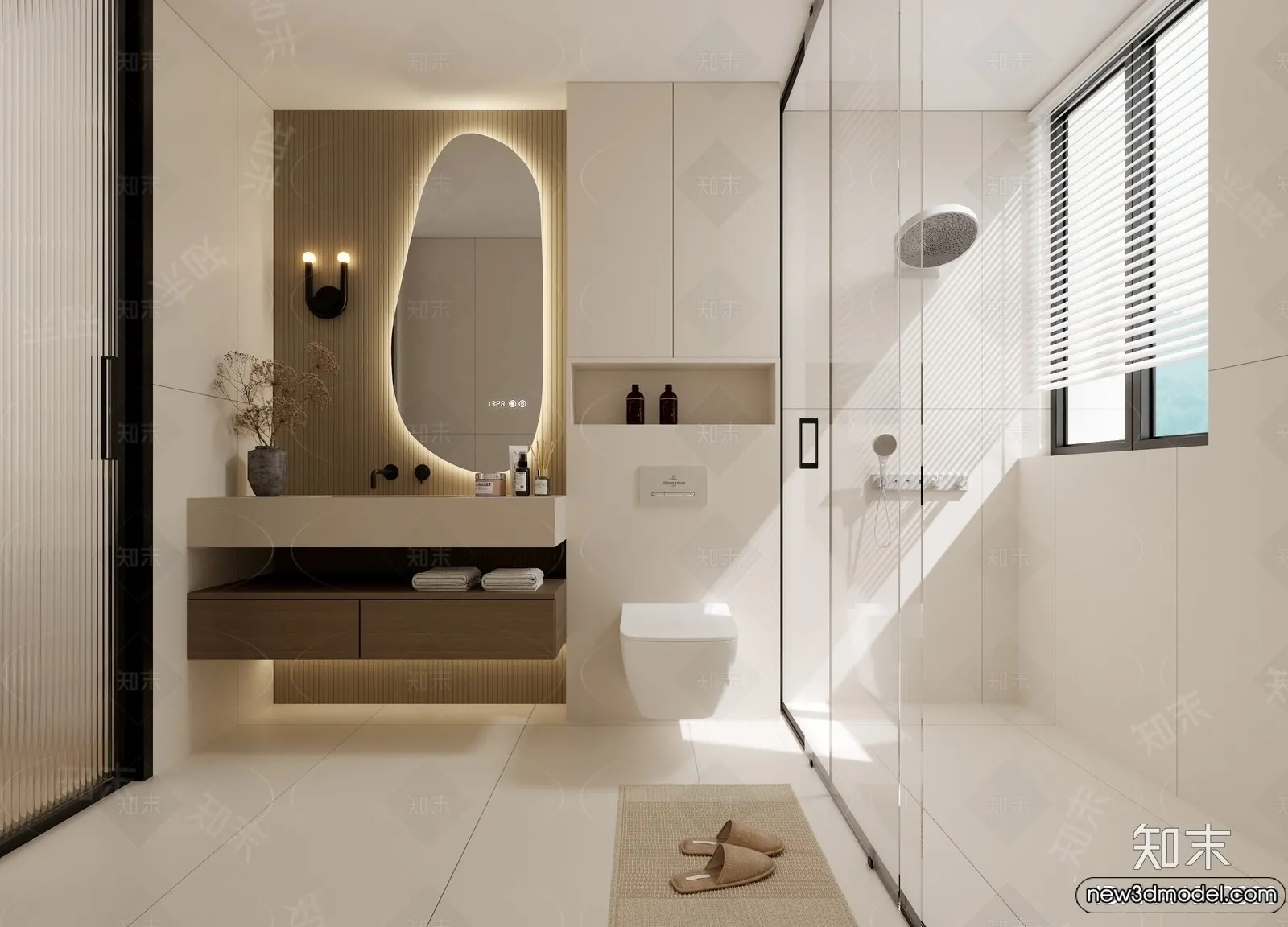 Bathroom - WC - Restroom - 3D Interior Scene - Modern Style - 089