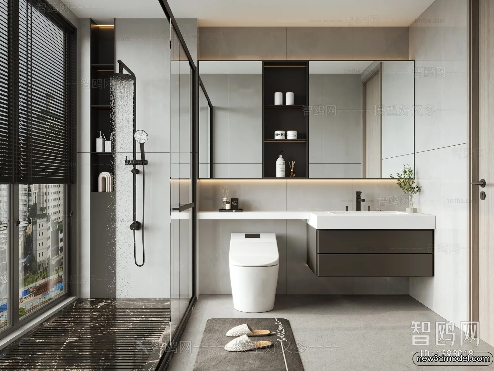 Bathroom - WC - Restroom - 3D Interior Scene - Modern Style - 090