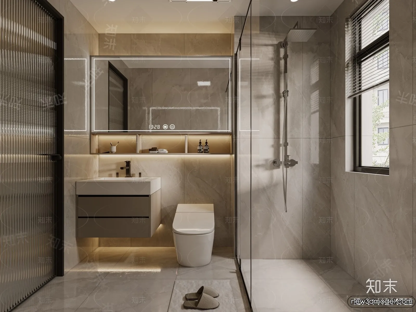 Bathroom - WC - Restroom - 3D Interior Scene - Modern Style - 092