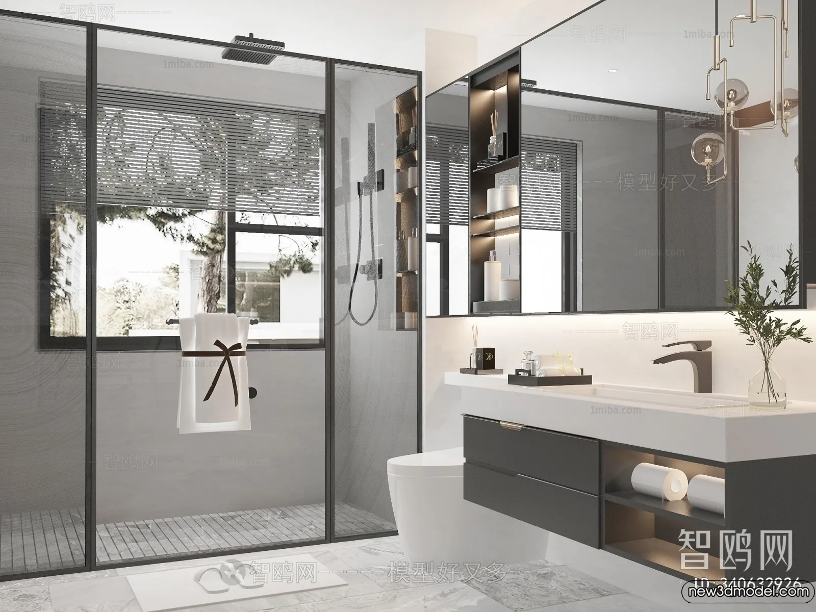 Bathroom - WC - Restroom - 3D Interior Scene - Modern Style - 093