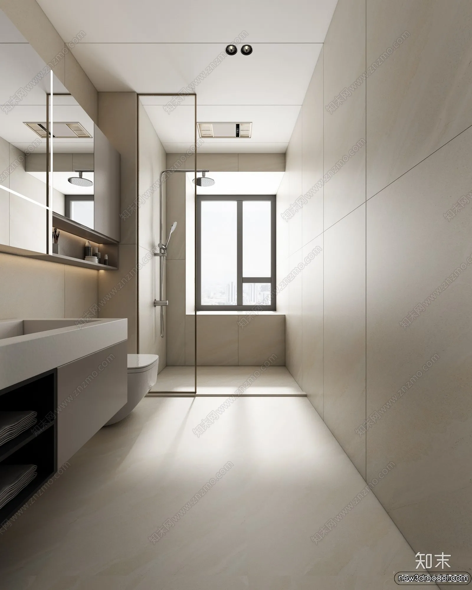 Bathroom - WC - Restroom - 3D Interior Scene - Modern Style - 094