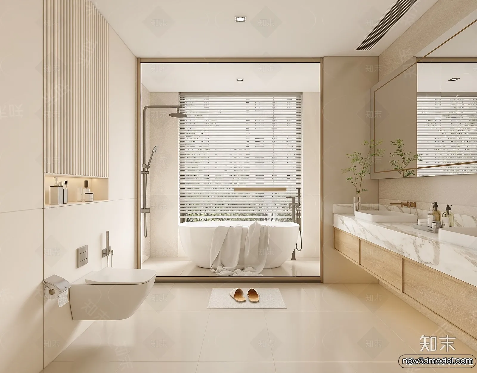Bathroom - WC - Restroom - 3D Interior Scene - Modern Style - 095