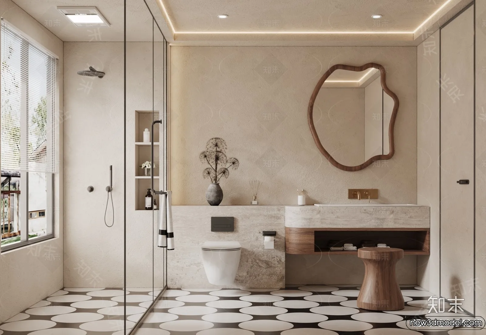 Bathroom - WC - Restroom - 3D Interior Scene - Modern Style - 096
