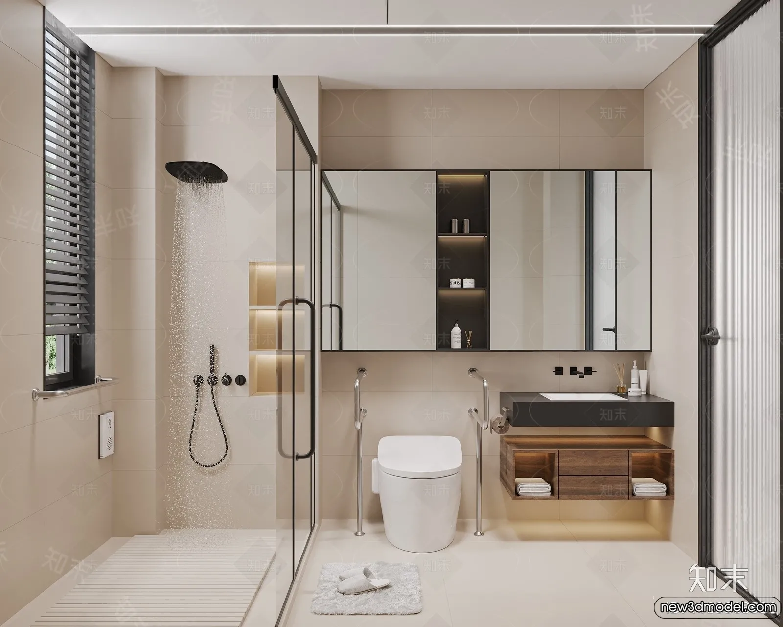 Bathroom - WC - Restroom - 3D Interior Scene - Modern Style - 097