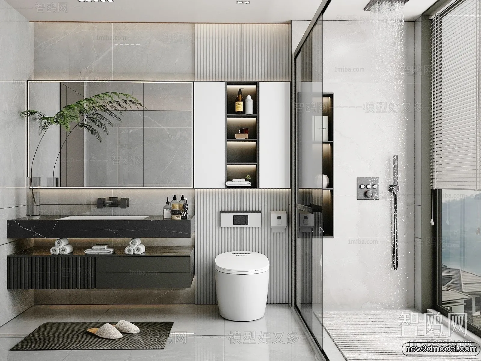 Bathroom - WC - Restroom - 3D Interior Scene - Modern Style - 101